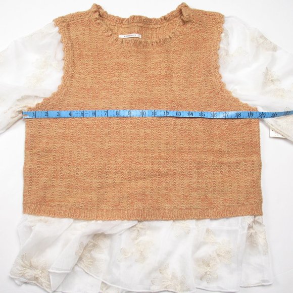 By Anthropologie Layered Sweater Vest Neutral Brown - Large - Picture 6 of 12